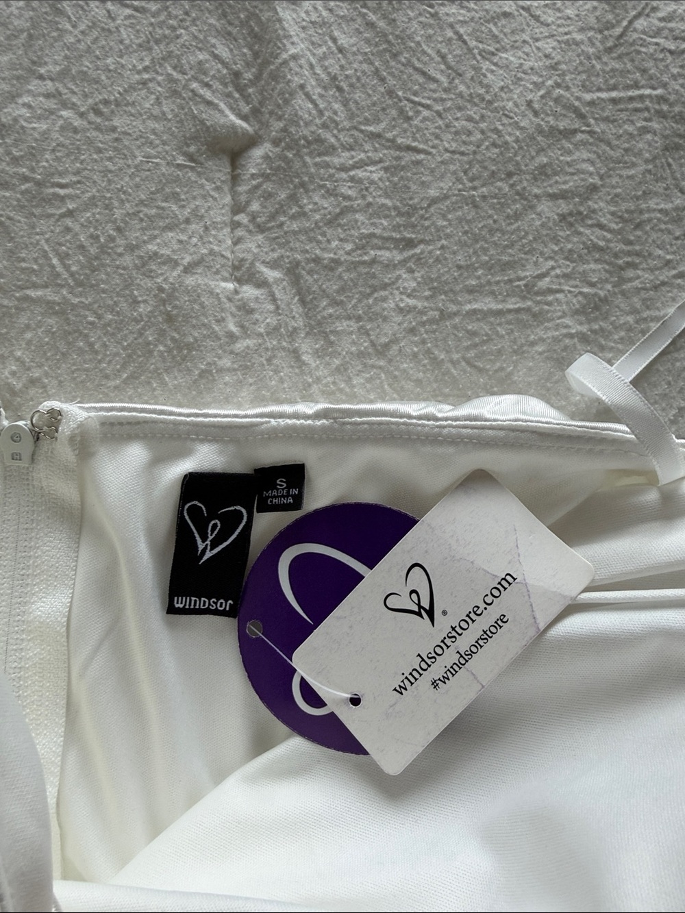Windsor Strapless Satin Mini Dress in Ivory - Picture 2 of 5